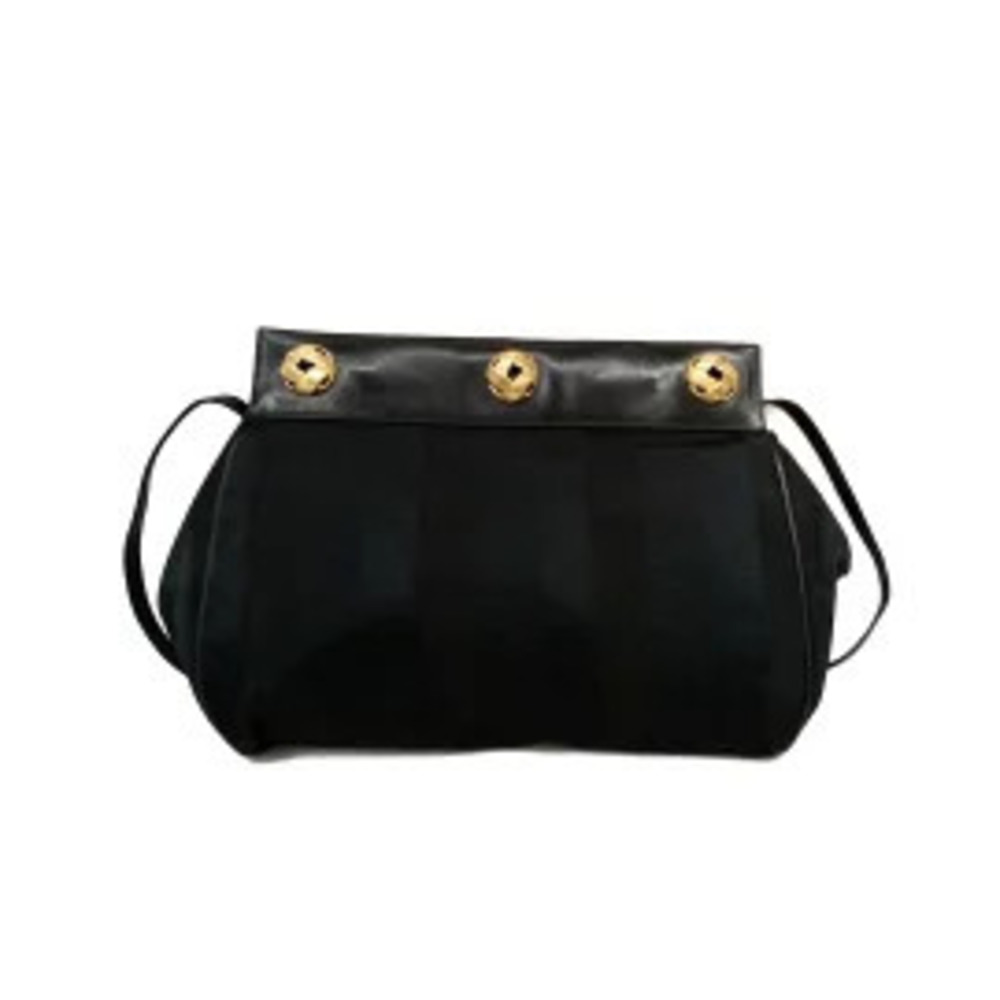 Salvatore Ferragamo Shoulder Bag Striped Black x Leather